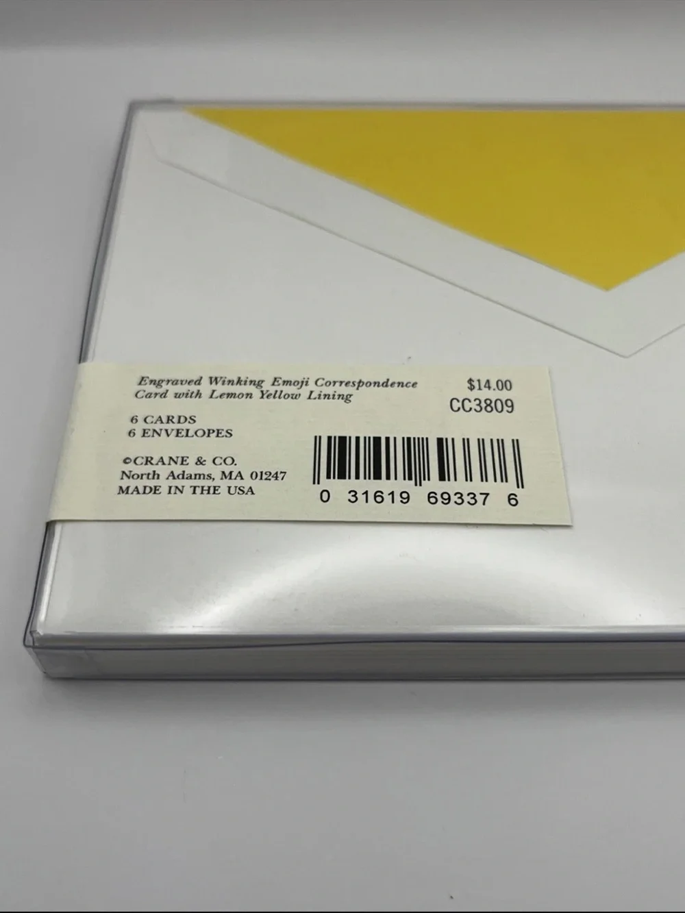 Crane & Co Engraved 😉 Emoji Notecards & Lined Lemon Yellow Enveloped, 6ct, New